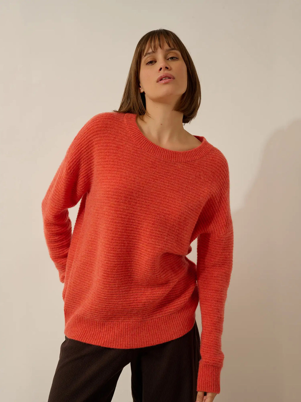 LOUNA Sweater Crew Neck 4 Ply Heather Orange