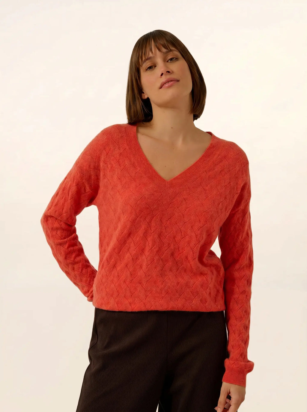 VIREON Sweater V-Neck Heather Orange