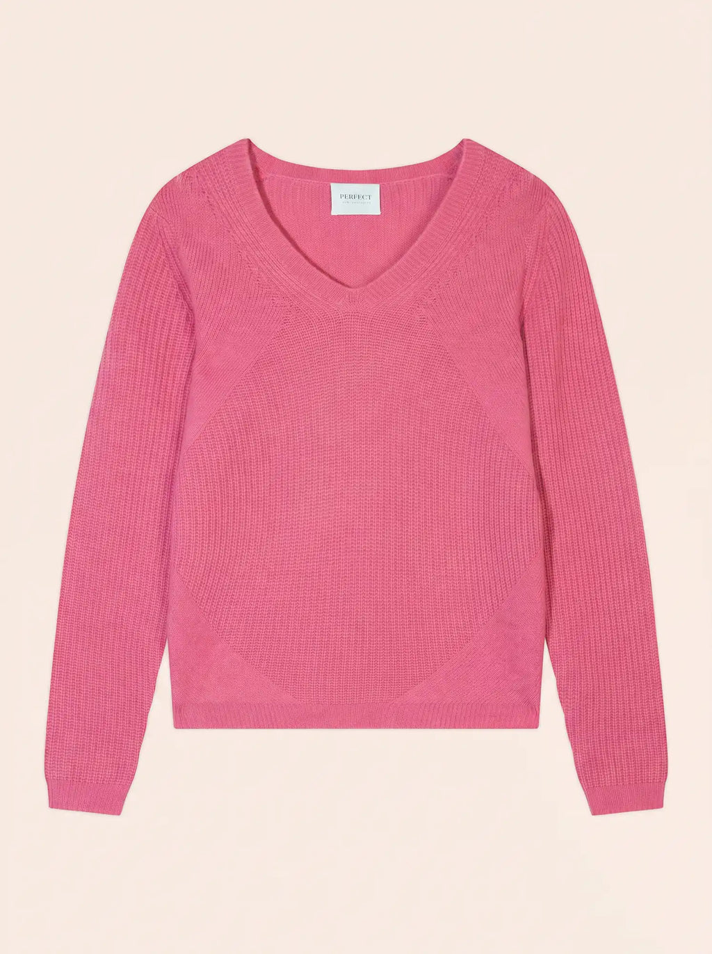 AMRITA Pull Col V 4 Fils Rose