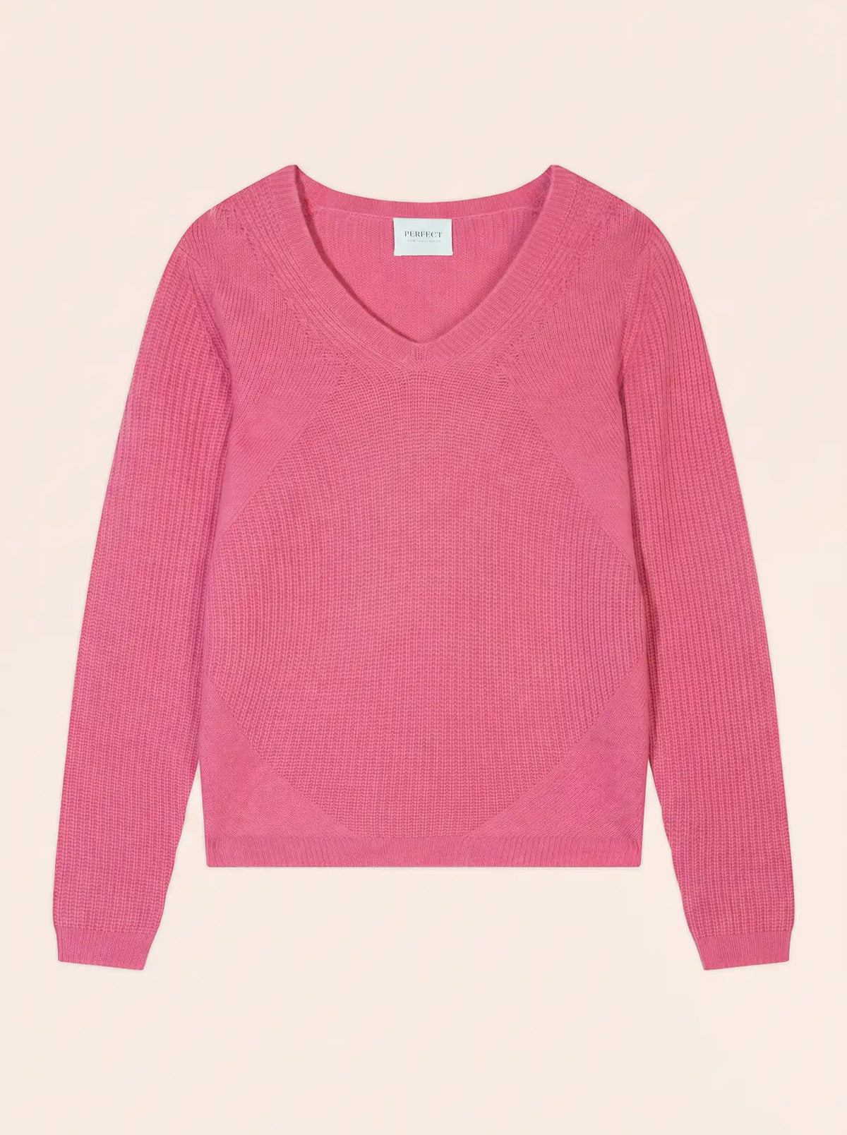 AMRITA Pull Col V 4 Fils Rose