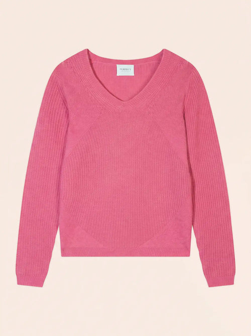 AMRITA Sweater V-Neck 4 Ply Pink