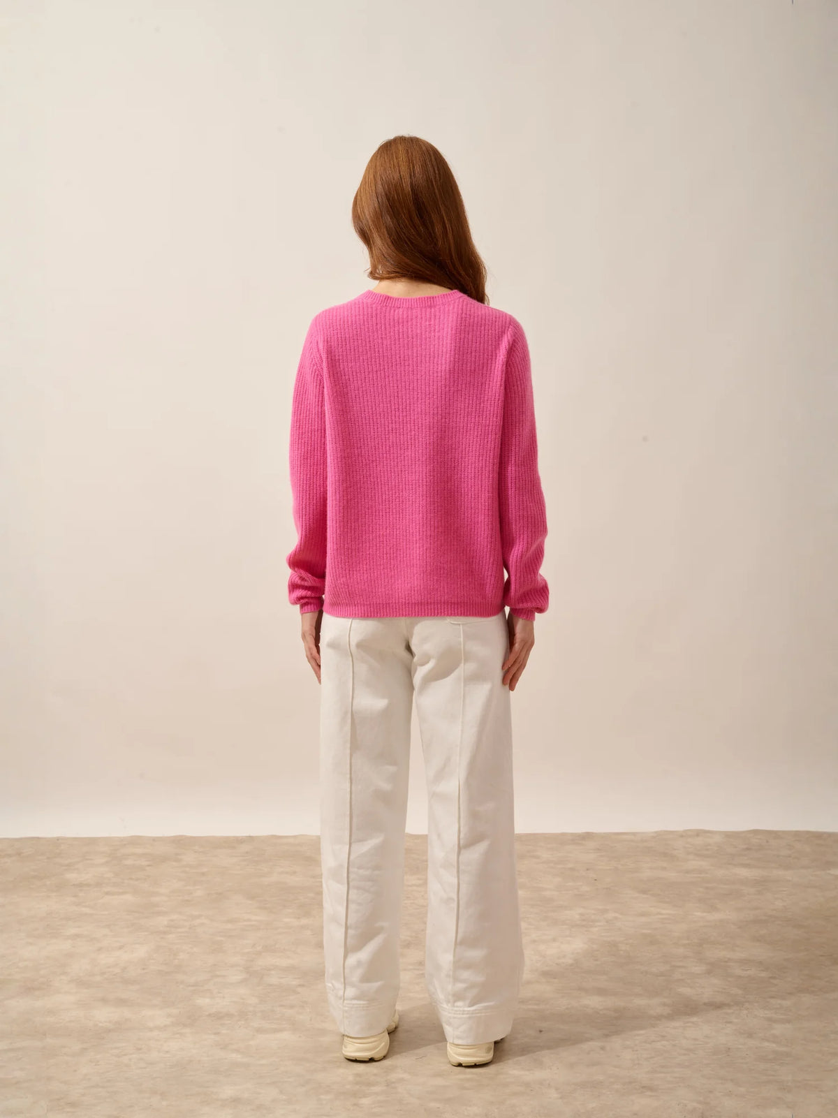 AMRITA Pull Col V 4 Fils Rose