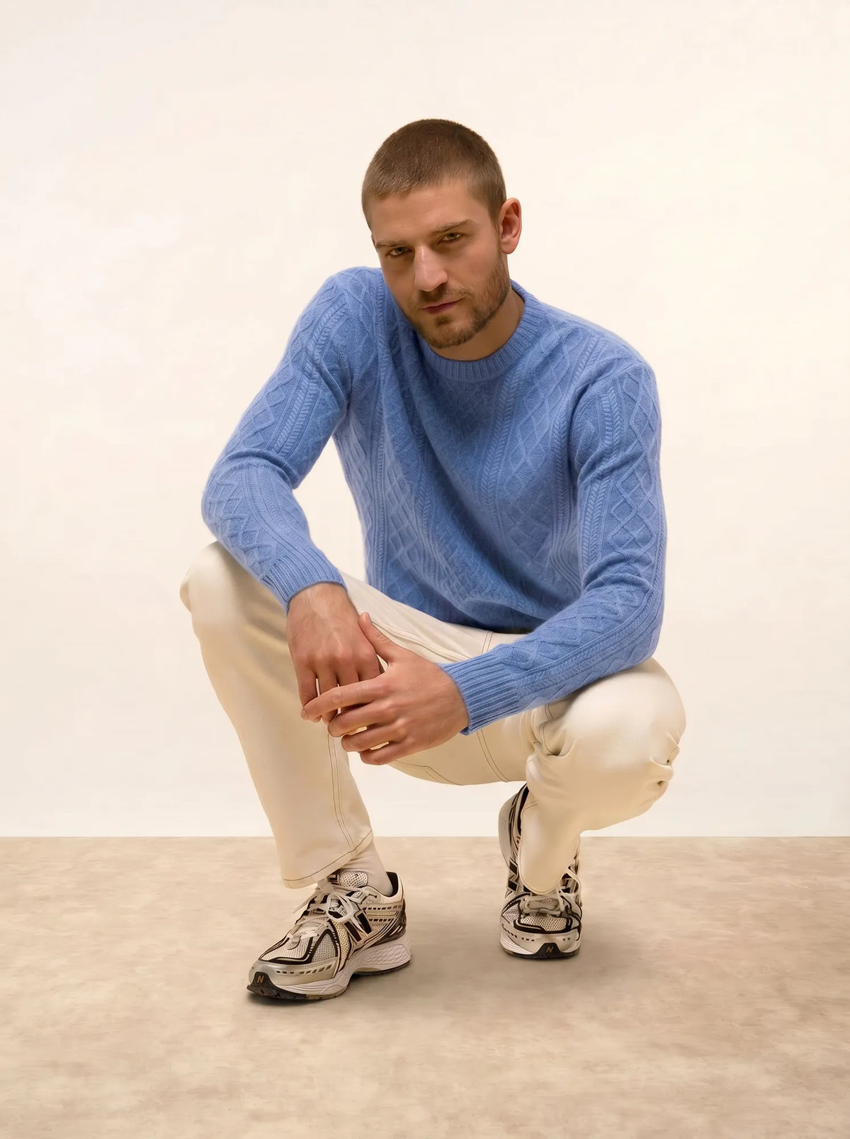 THURID Sweater Crew Neck 4 Ply Heather Sky