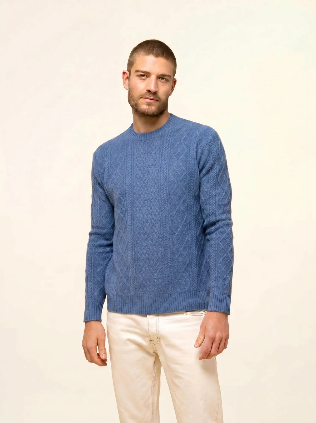 THURID Sweater Crew Neck 4 Ply Heather Sky