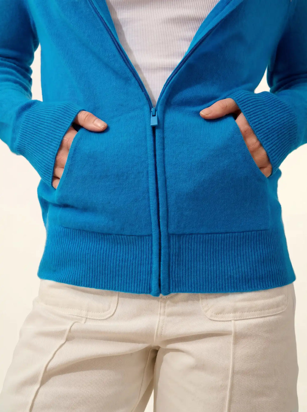 DEBBIE Weste mit Reißverschluss mit Kapuze Azurblau