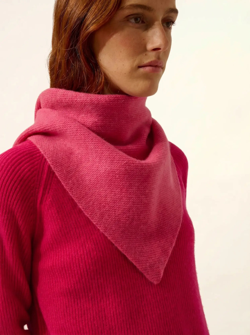 LIMA Écharpe Triangle avec Franges 4 Fils Fraise