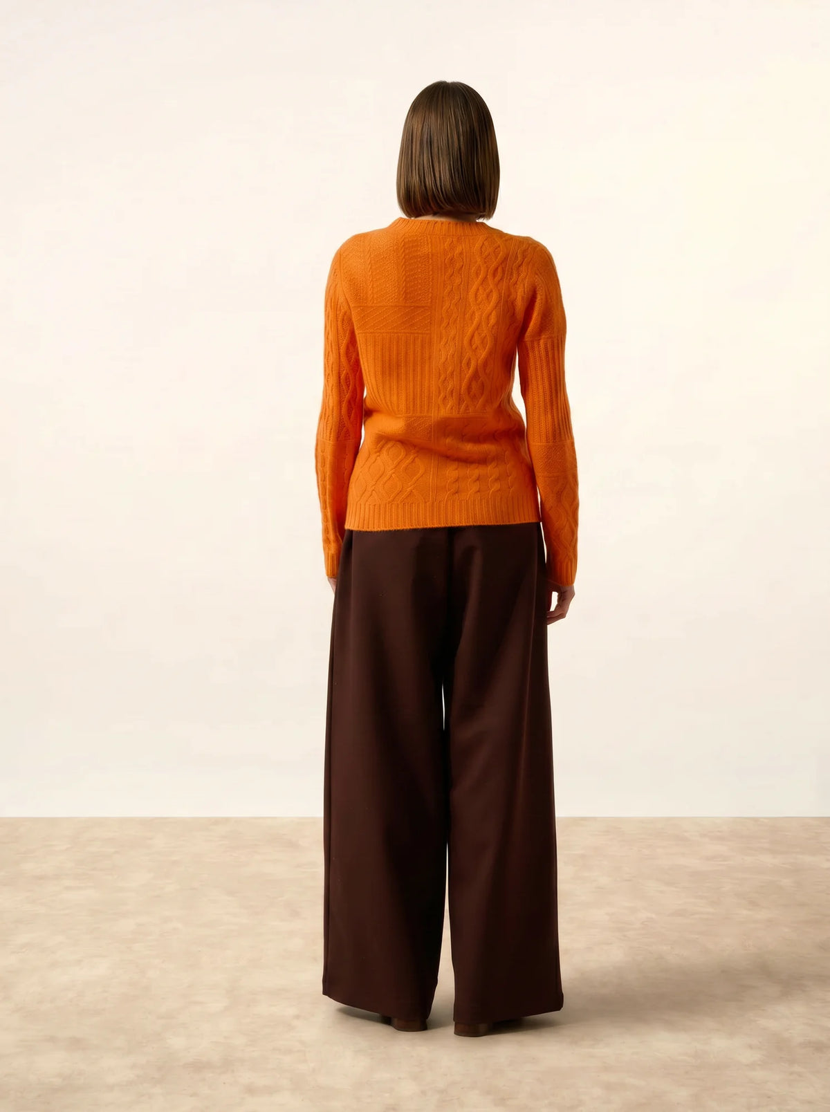 AMALA Pull Col Rond 6 Fils Mandarine
