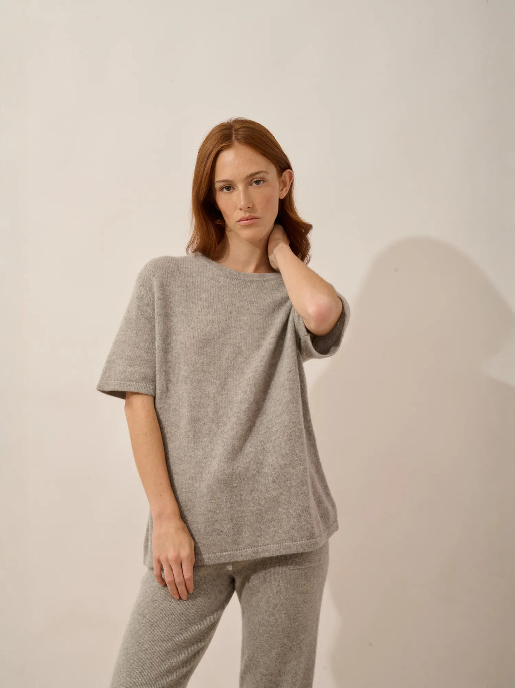 CARLA T-Shirt Crew Neck 4 Ply Heather Cloud