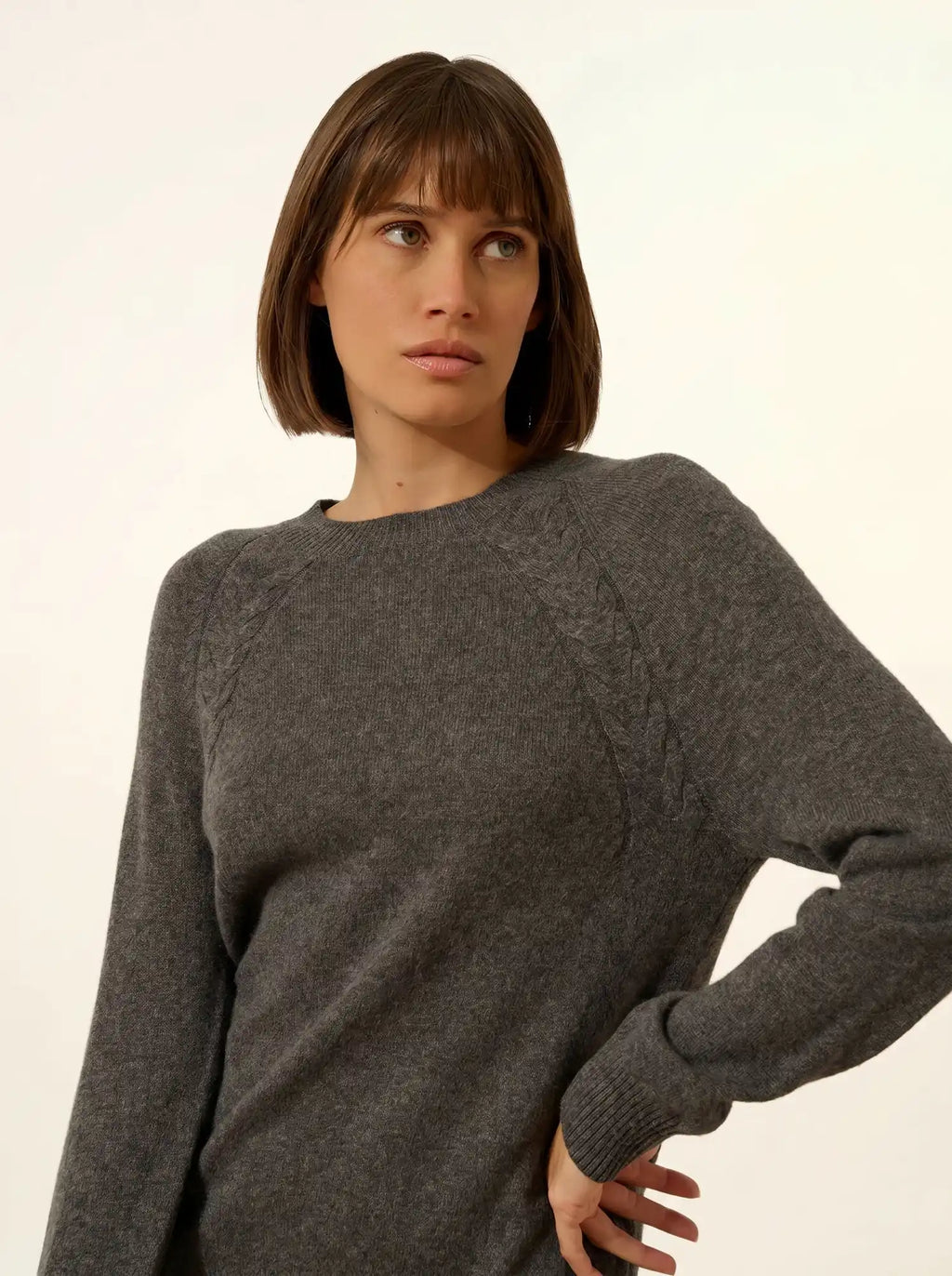 SYLVIE Dress Short Crew Neck Heather Charcoal