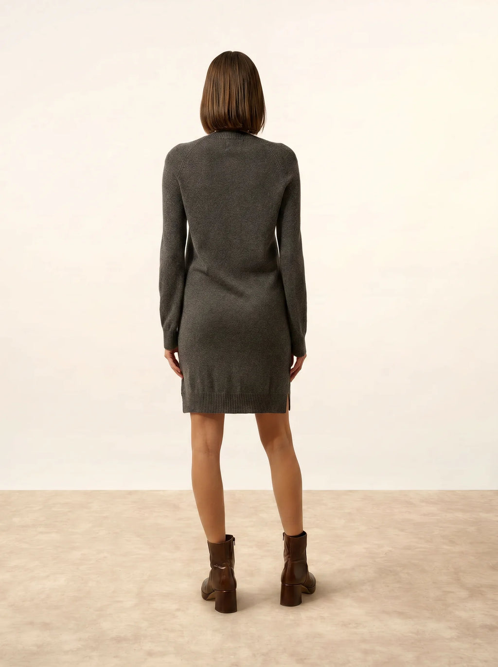 SYLVIE Dress Short Crew Neck Heather Charcoal