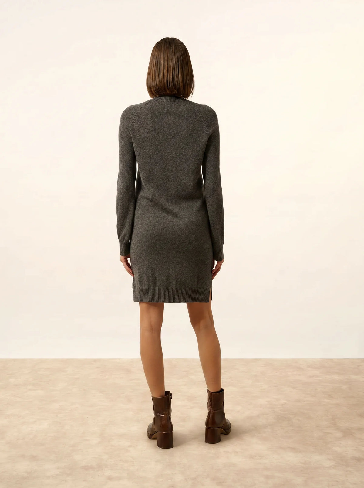 SYLVIE Dress Short Crew Neck Heather Charcoal