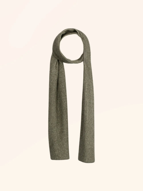 ANTONIO Scarf 4 Ply Heather Army Green and Ivory