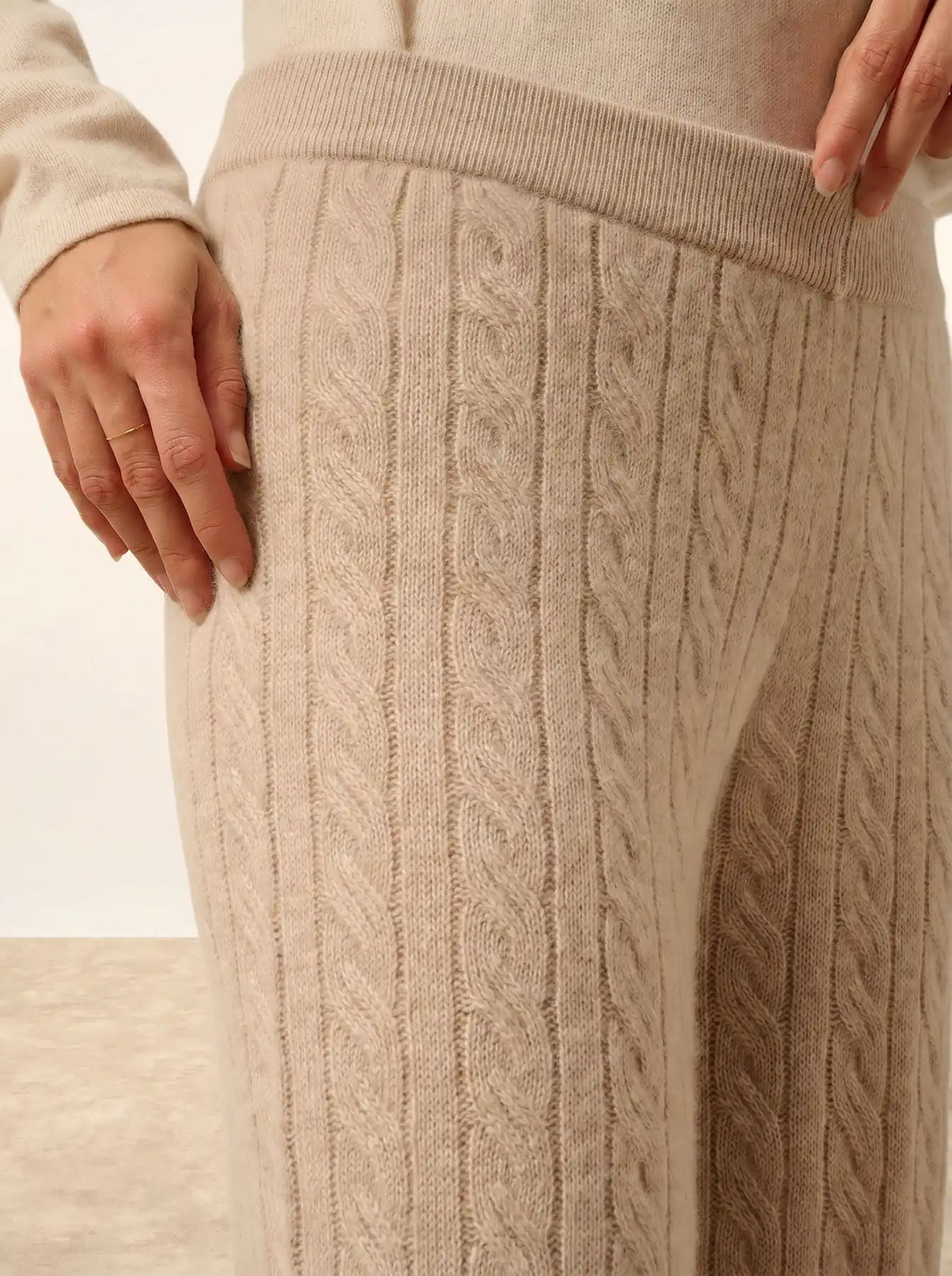 COLETTE Pantalon Large 4 Fils Camel Clair Chiné
