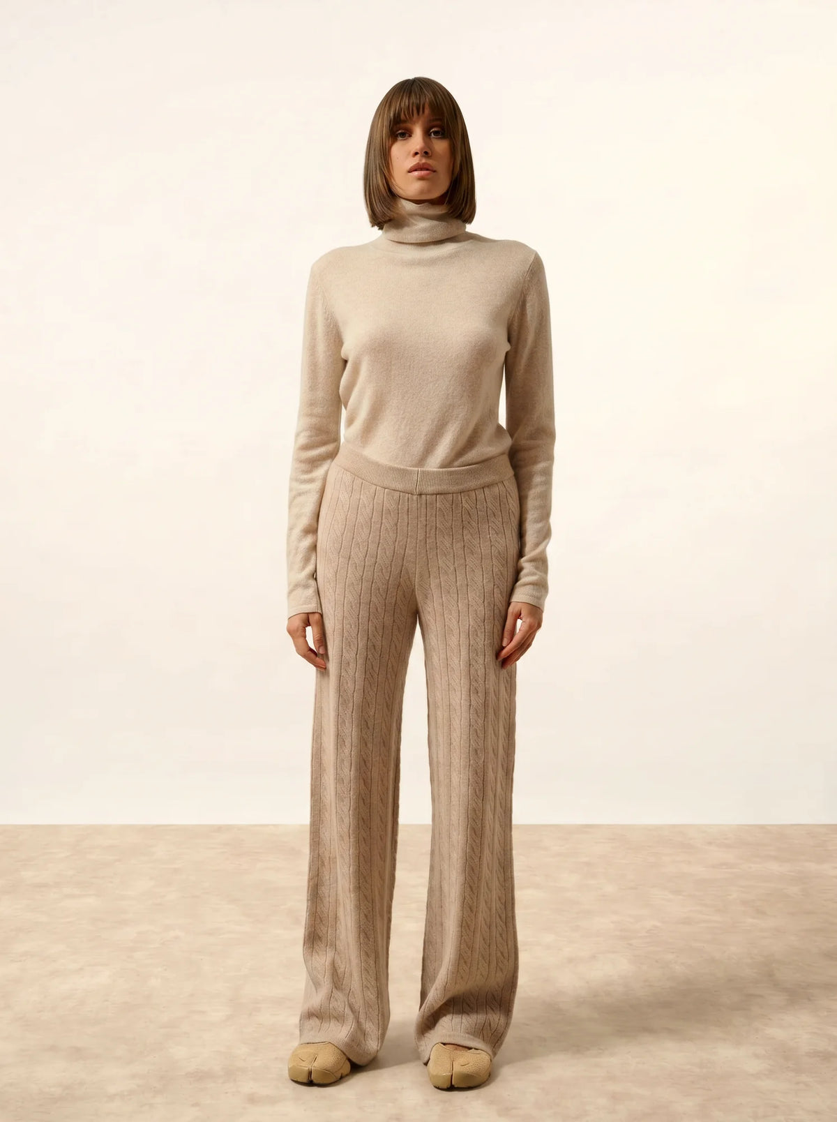 COLETTE Pantalon Large 4 Fils Camel Clair Chiné
