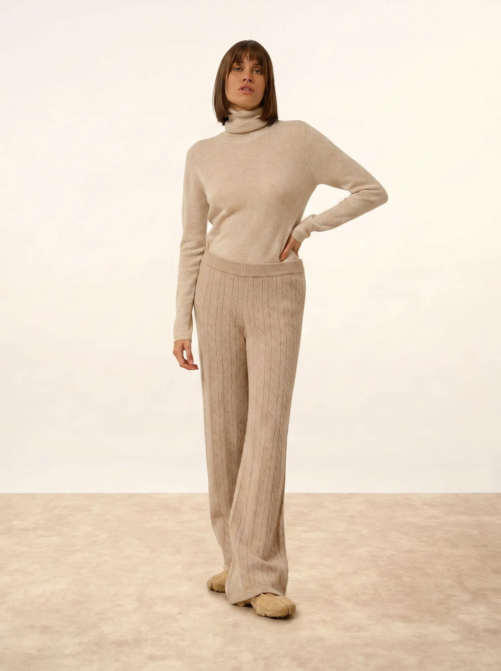 COLETTE Hose weit 4-fädig Camel hell meliert