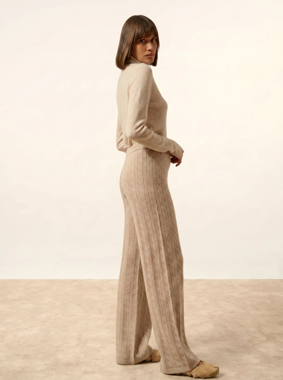COLETTE Hose weit 4-fädig Camel hell meliert