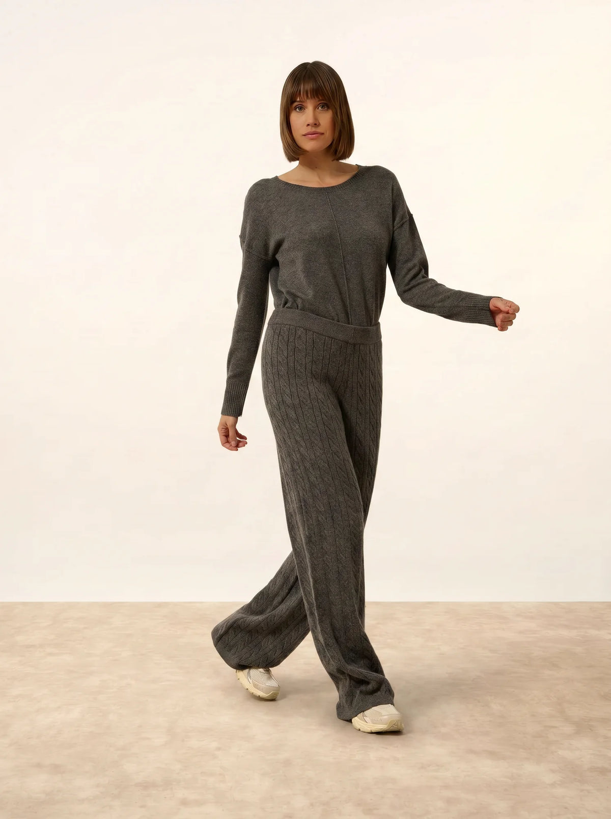 COLETTE Pantalon Large 4 Fils Anthracite Chiné