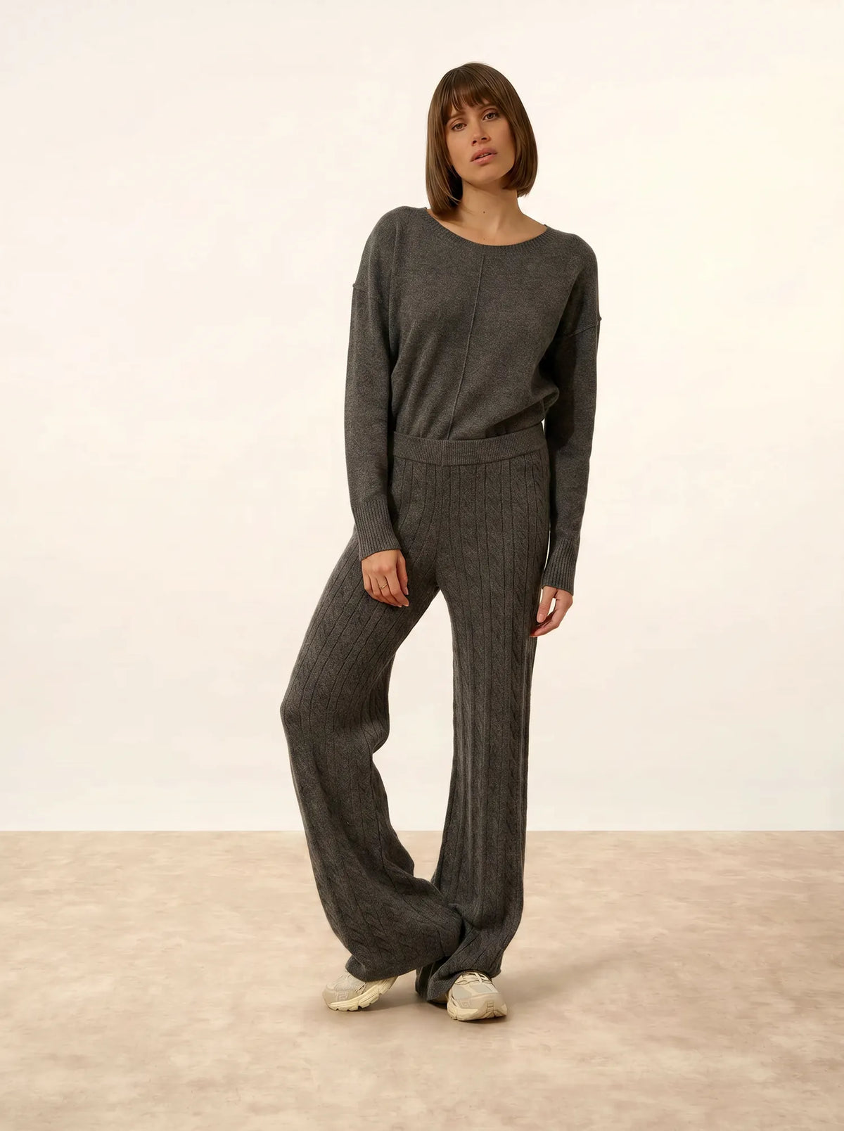 COLETTE Pantalon Large 4 Fils Anthracite Chiné