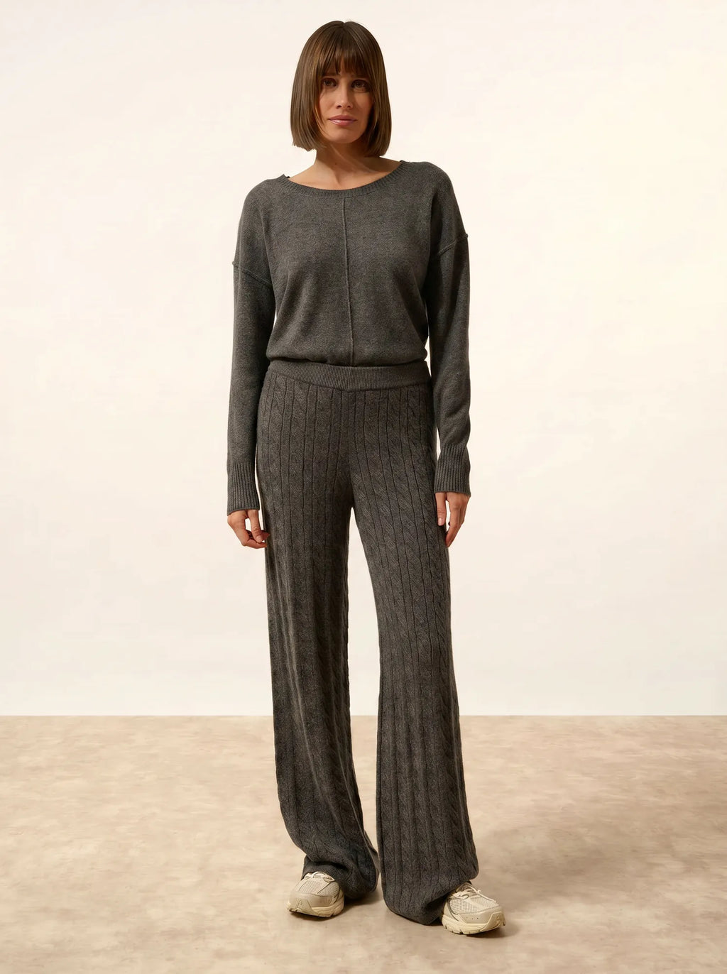 COLETTE Pantalon Large 4 Fils Anthracite Chiné