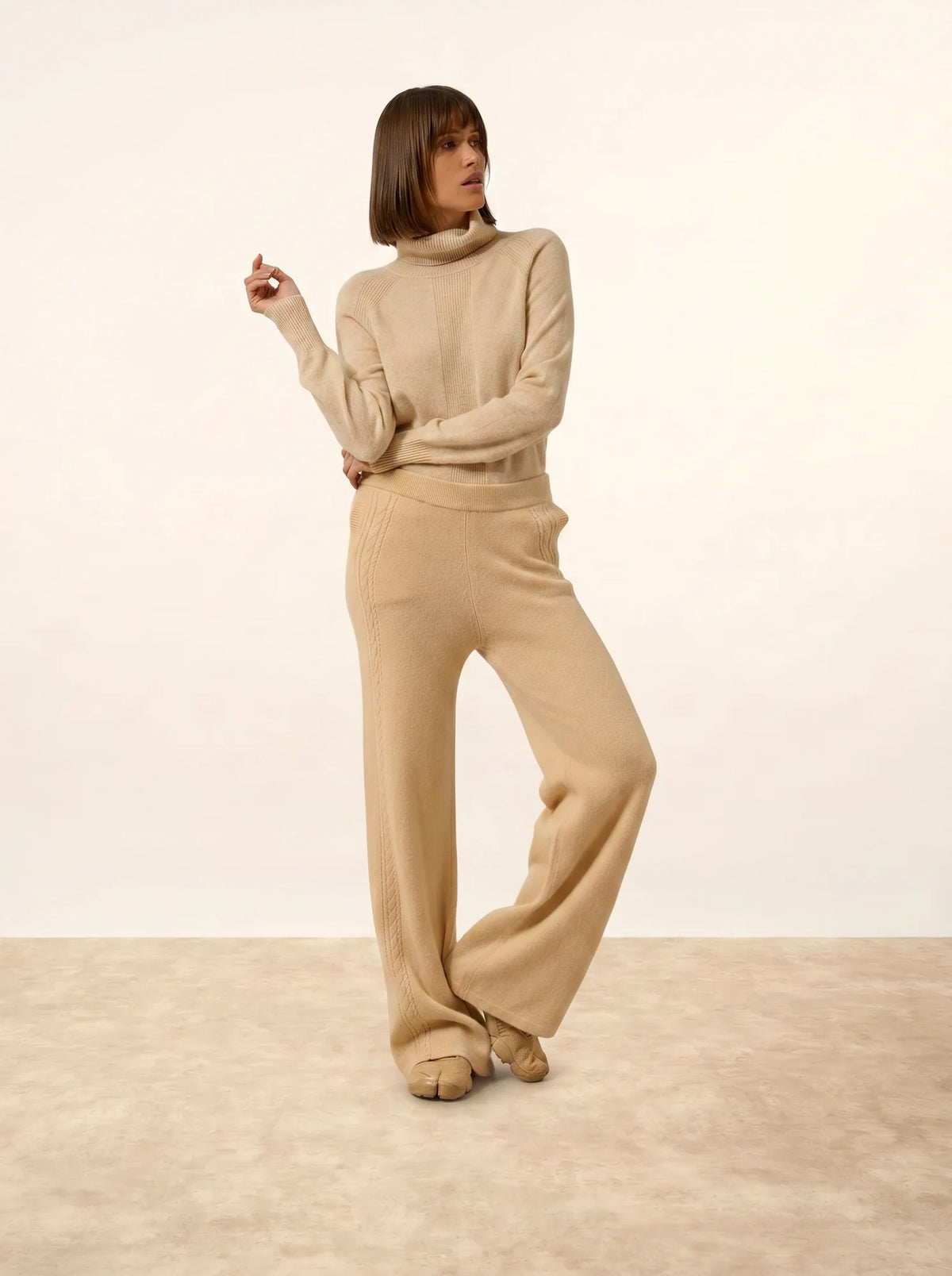 ODETTE Pantalon Large 4 Fils Beige