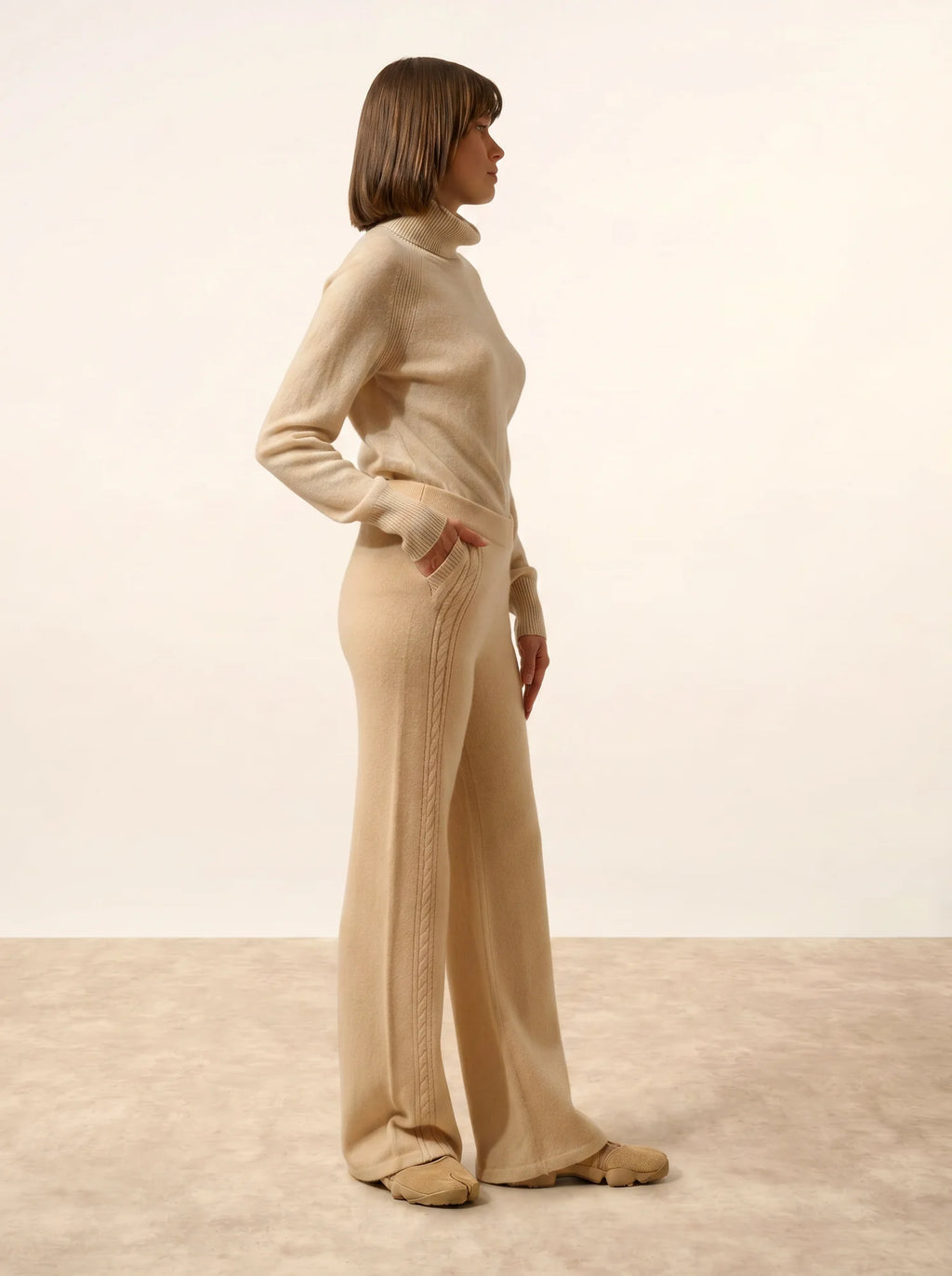 ODETTE Pantalon Large 4 Fils Beige