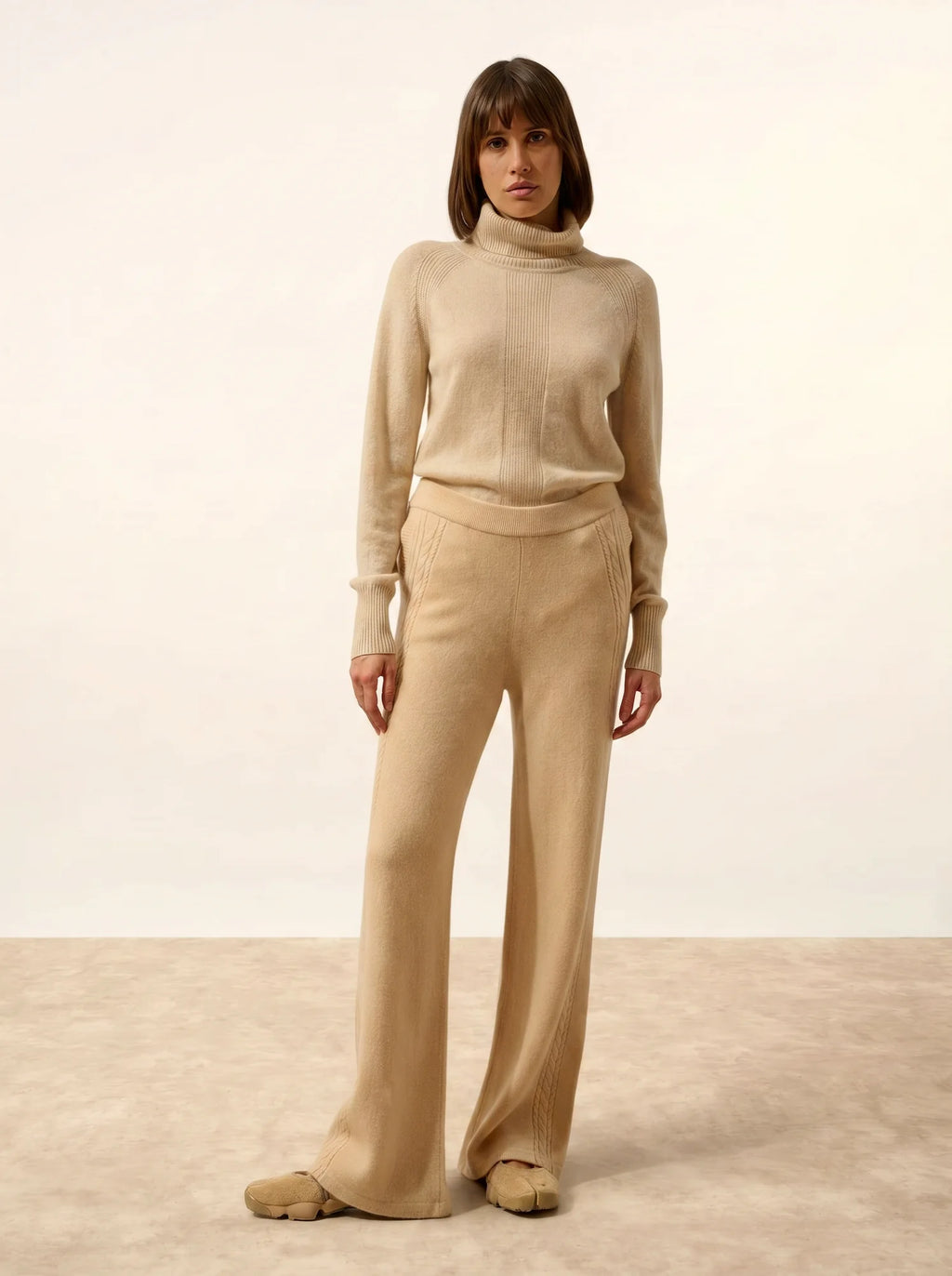 ODETTE Pantalon Large 4 Fils Beige