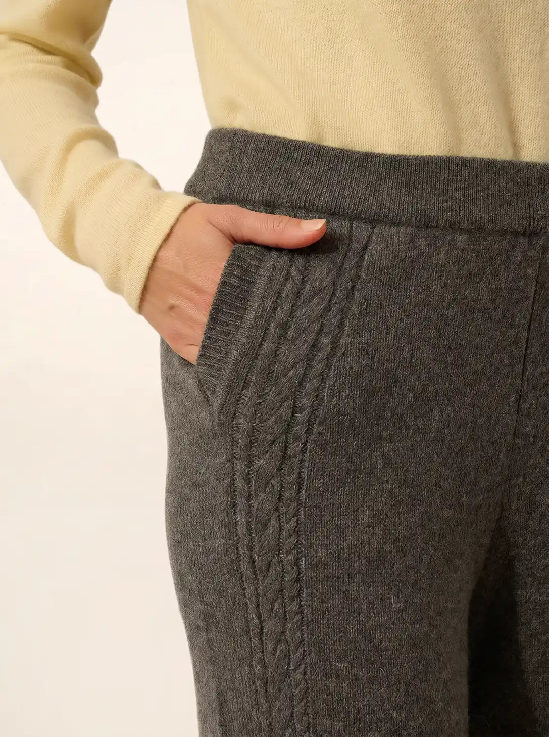 ODETTE Pantalon Large 4 Fils Anthracite Chiné