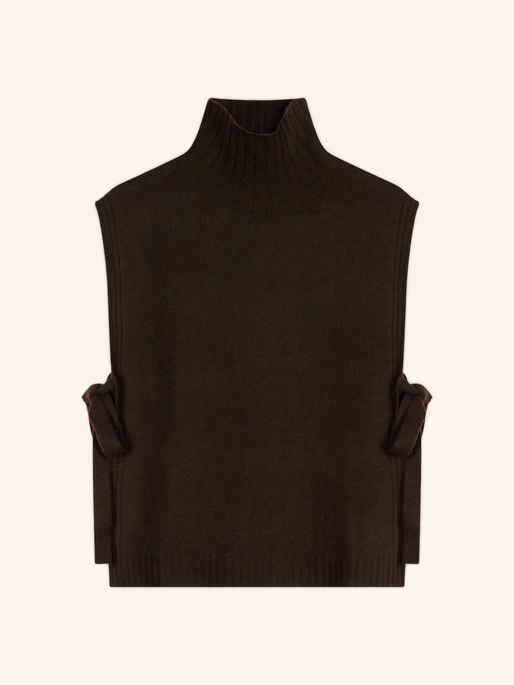 JOHANA Poncho Ouvert Col Roulé 4 Fils Choco