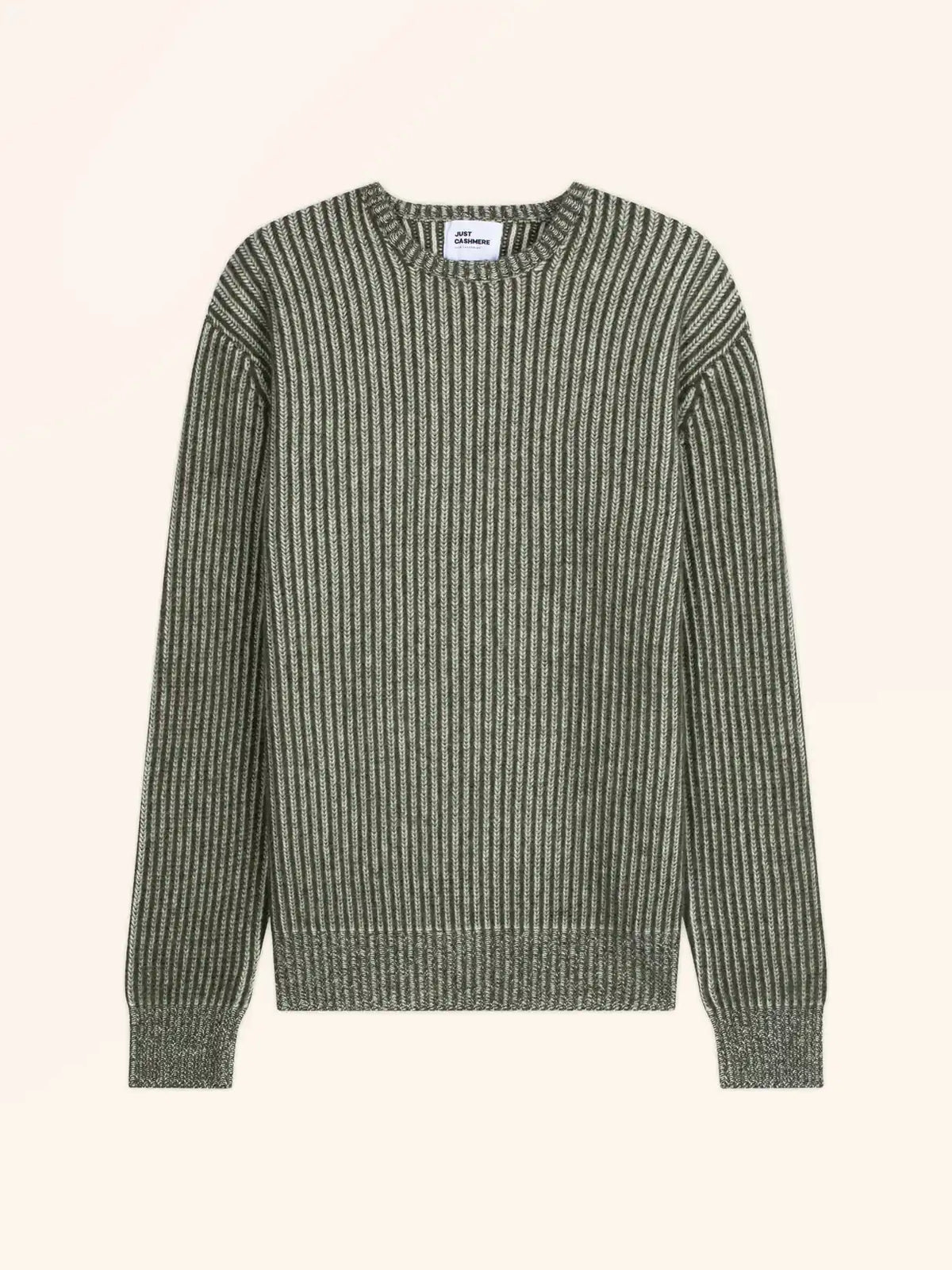 BENGAMIN Sweater Crew Neck 6 Ply Heather Army Green and Ivory