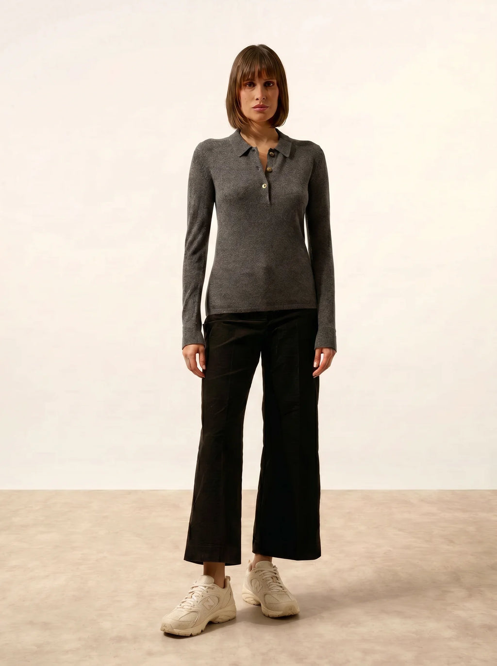 VIOLETTE Polo Anthracite Chiné