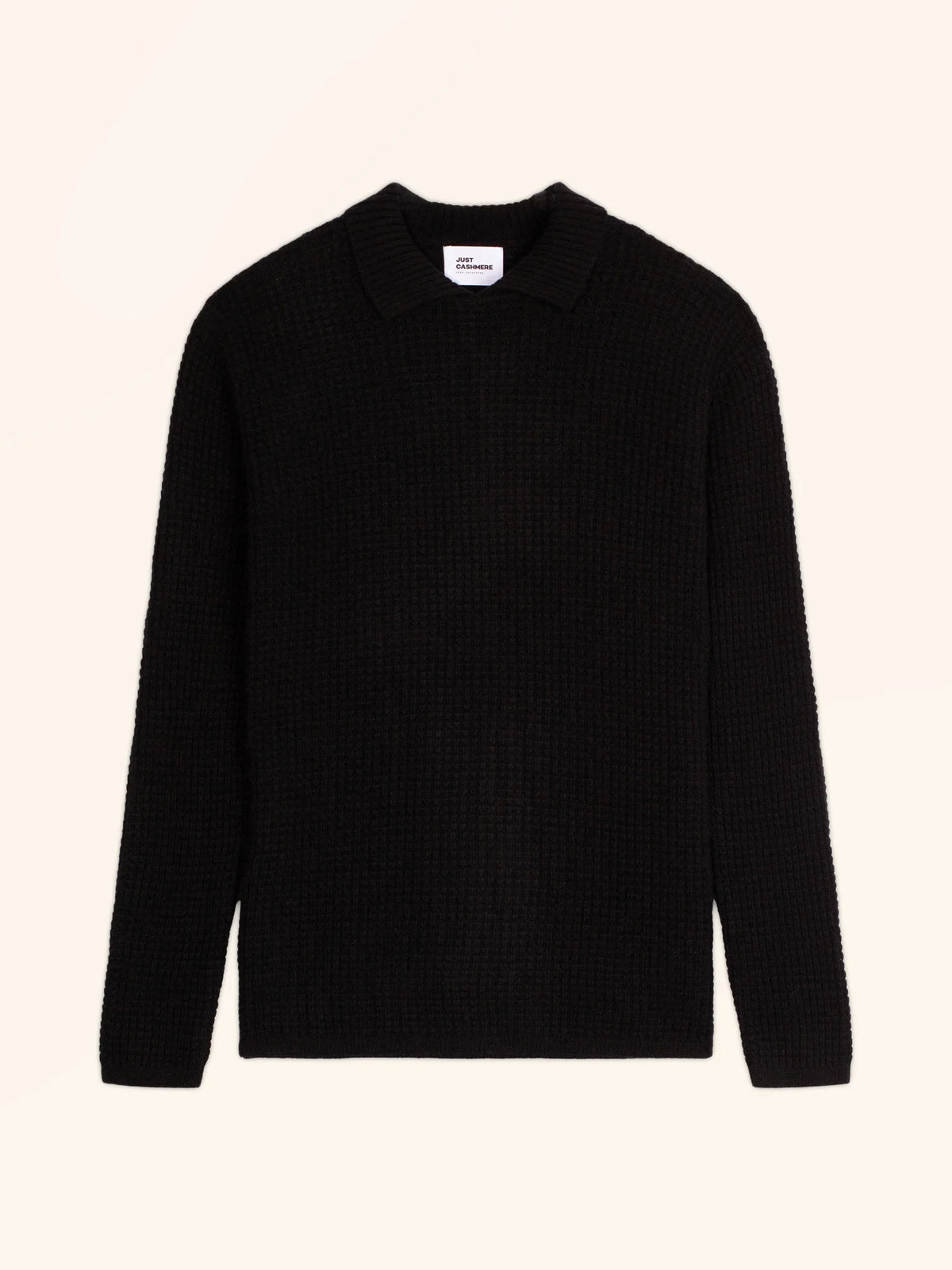 NEMO Pull Col Polo Ouvert 4 Fils Noir