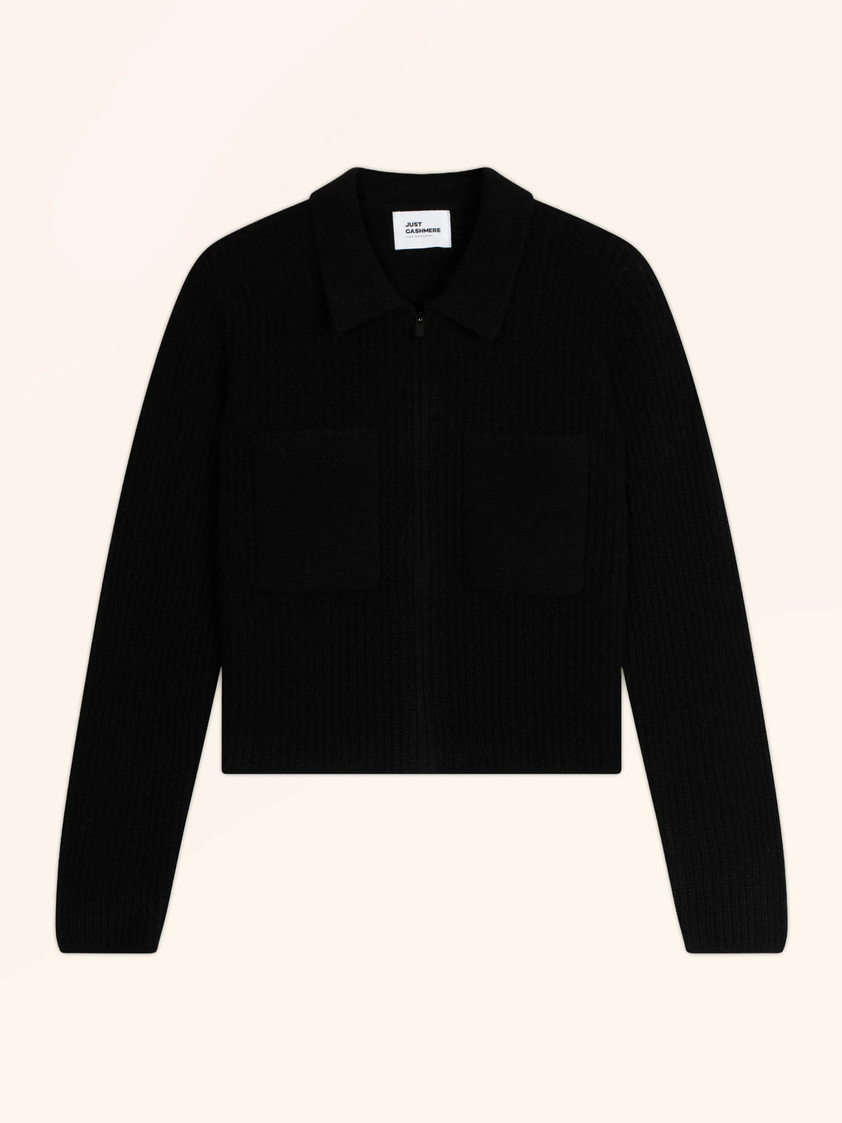 MARGARETHE Kurze Jacke mit Reißverschluss Hemdkragen 4-fädig Schwarz