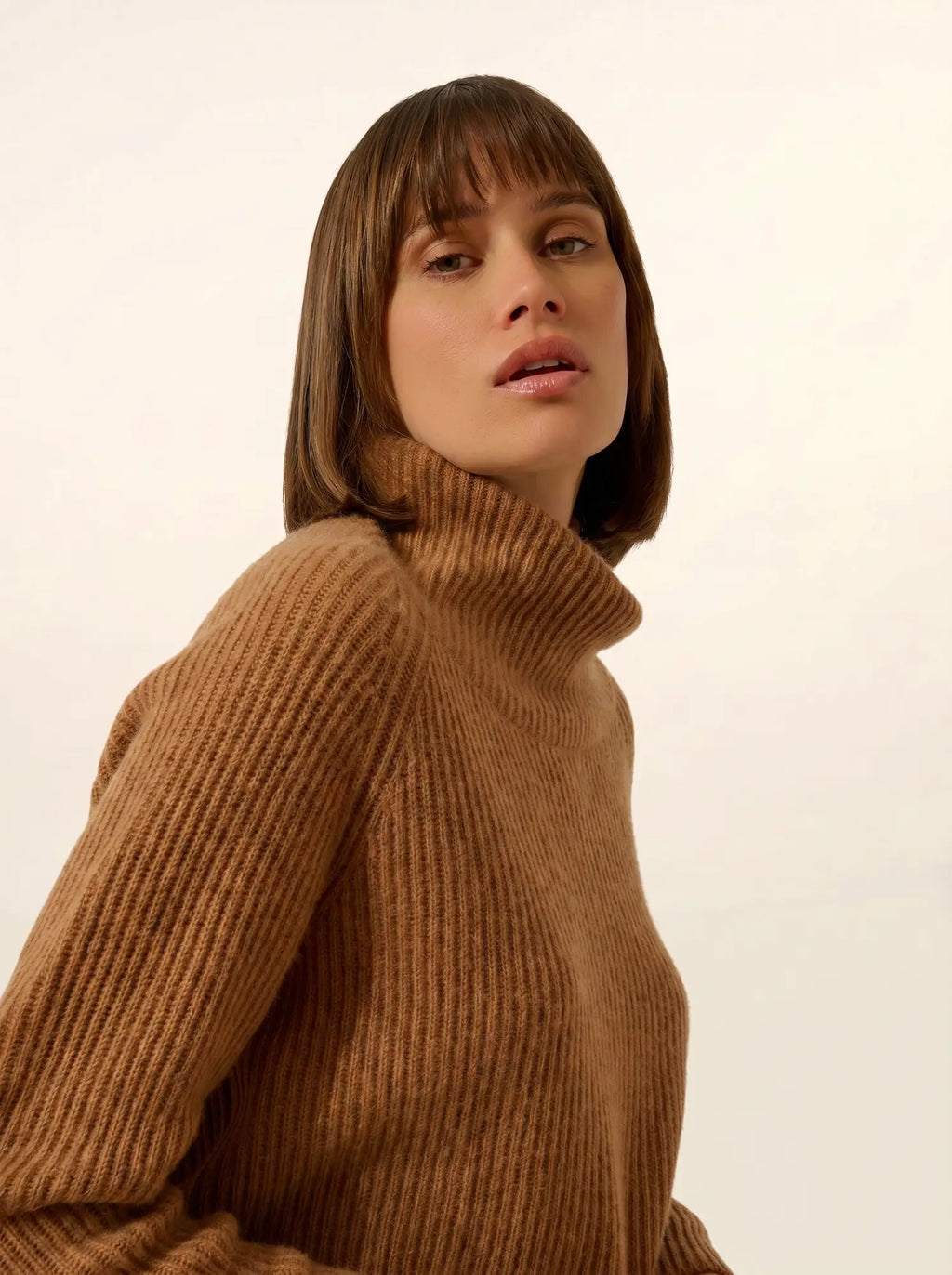 TAYLOR Pullover Stehkragen 4-fädig Haselnussbraun