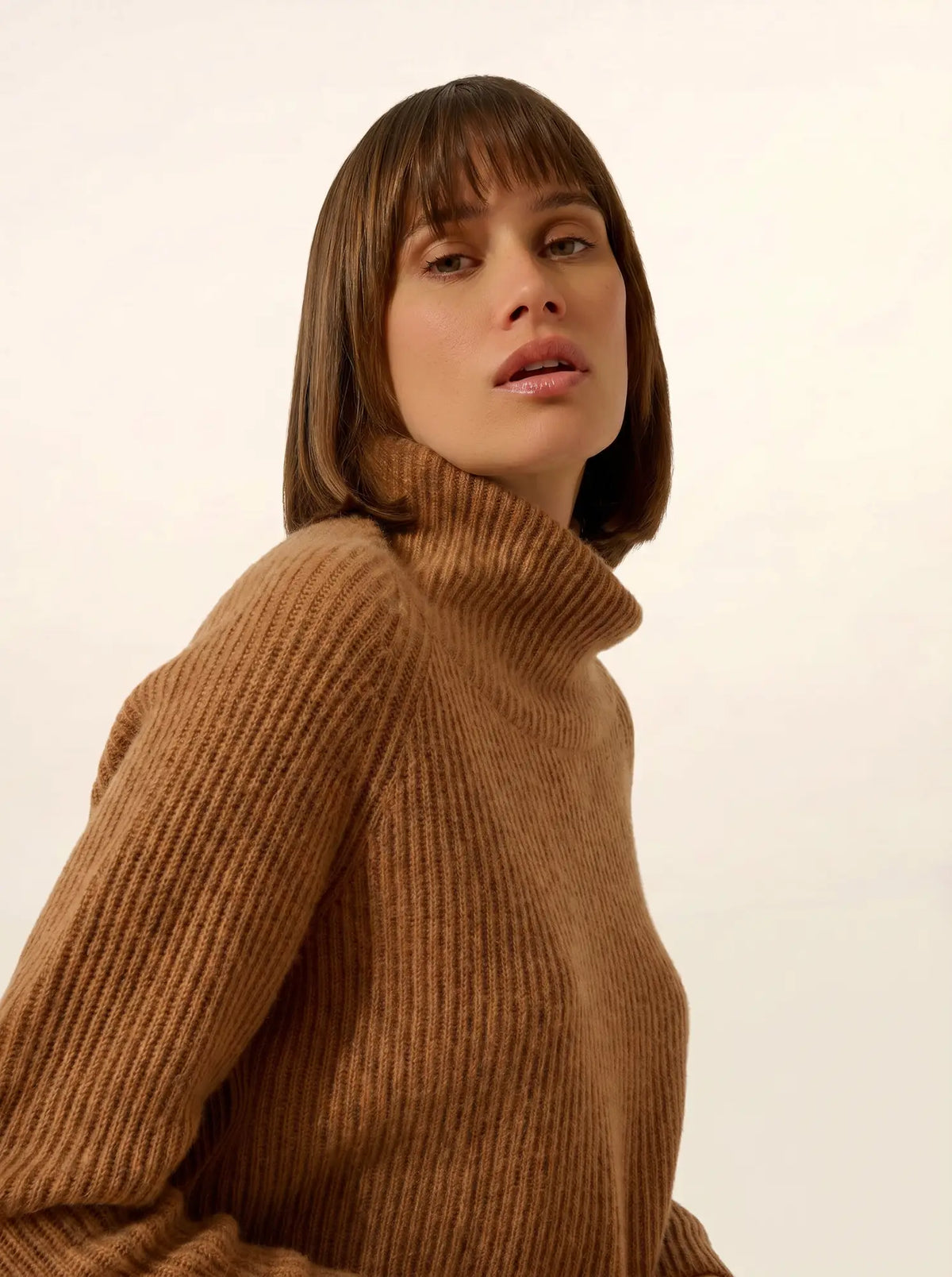 TAYLOR Pullover Stehkragen 4-fädig Haselnussbraun