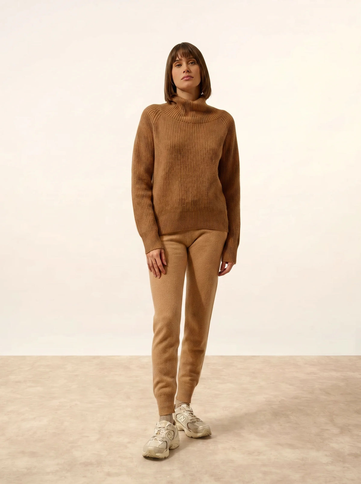 TAYLOR Pullover Stehkragen 4-fädig Haselnussbraun