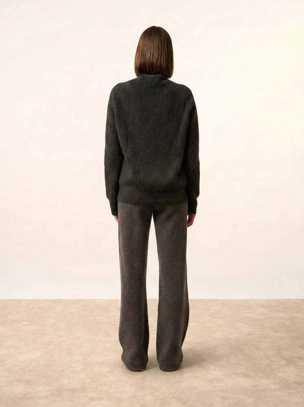 TAYLOR Pullover Stehkragen 4-fädig Carbon meliert