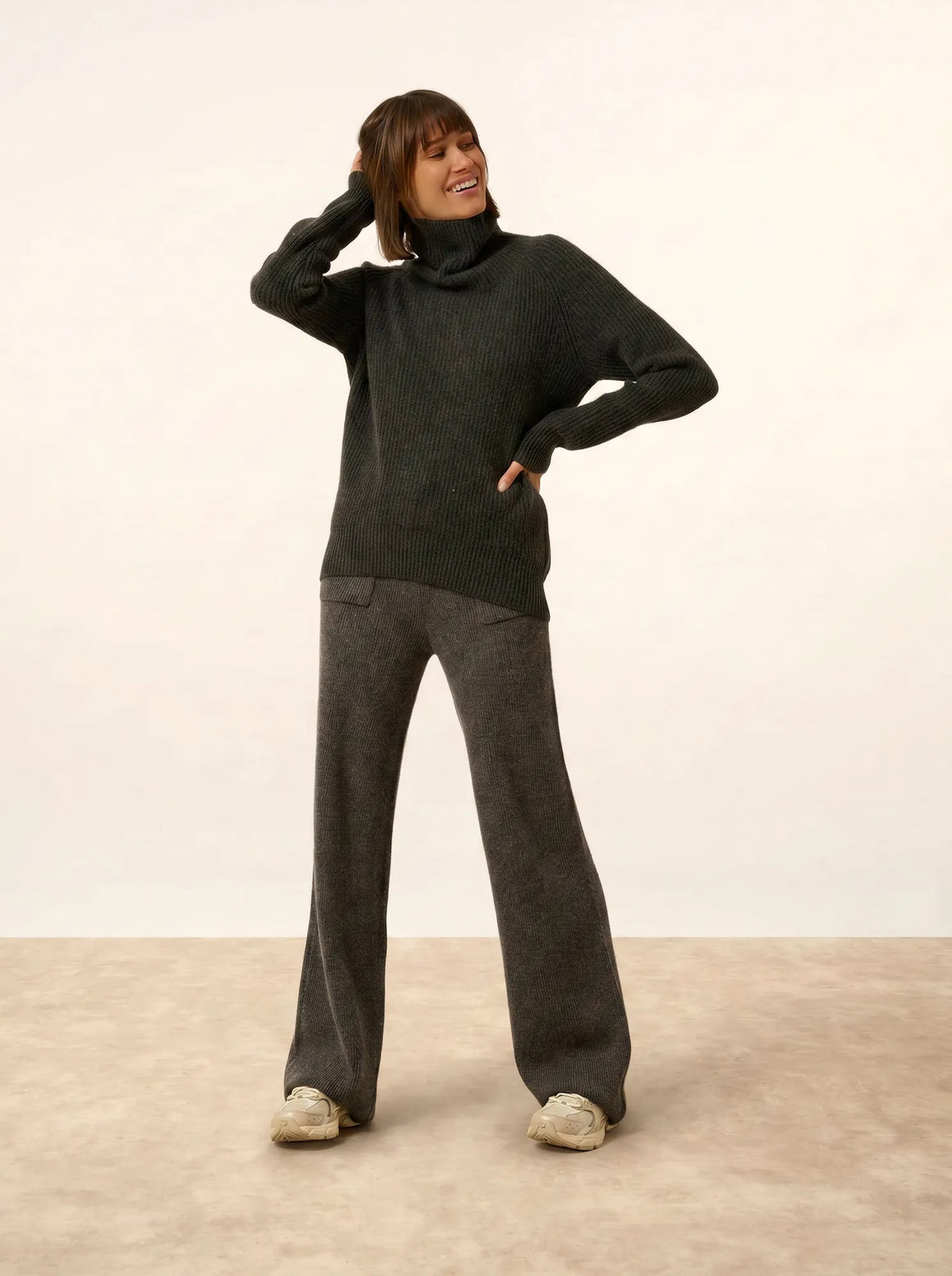 TAYLOR Pullover Stehkragen 4-fädig Carbon meliert