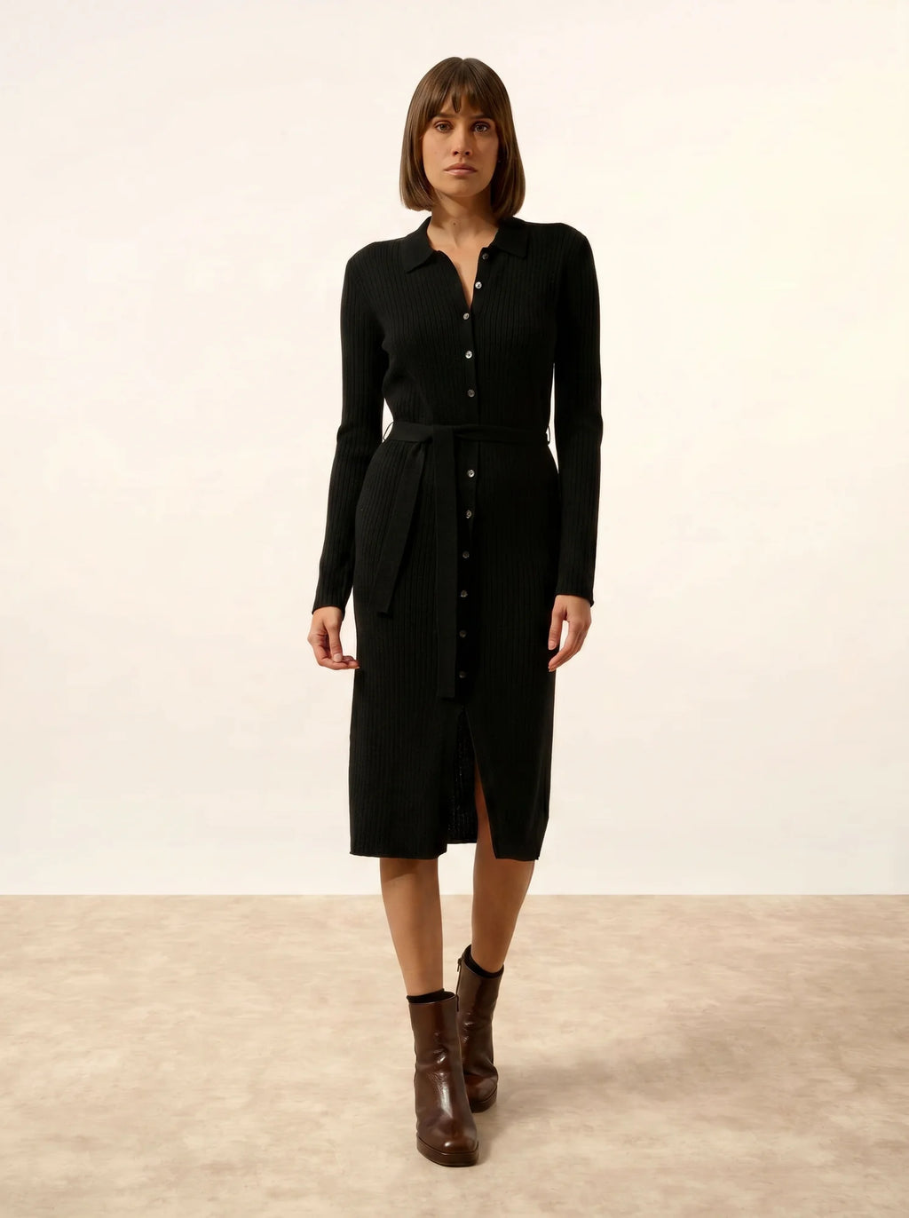 DORY Robe Col Polo Noir