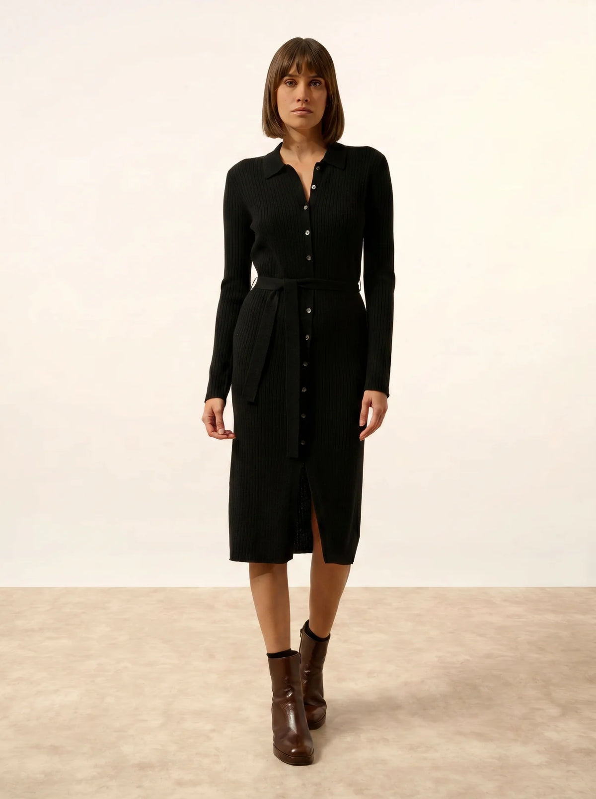 DORY Robe Col Polo Noir