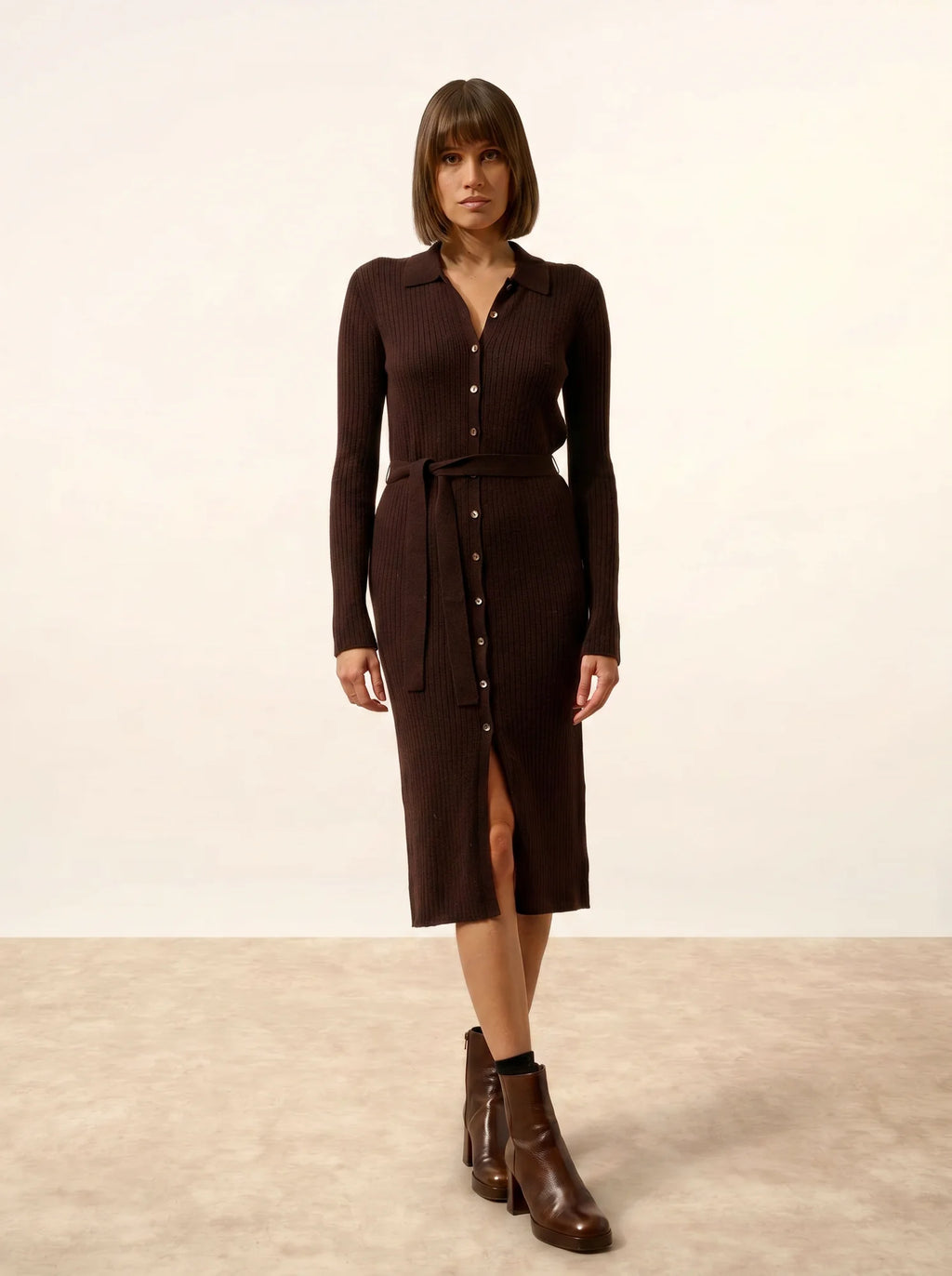 DORY Robe Col Polo Choco