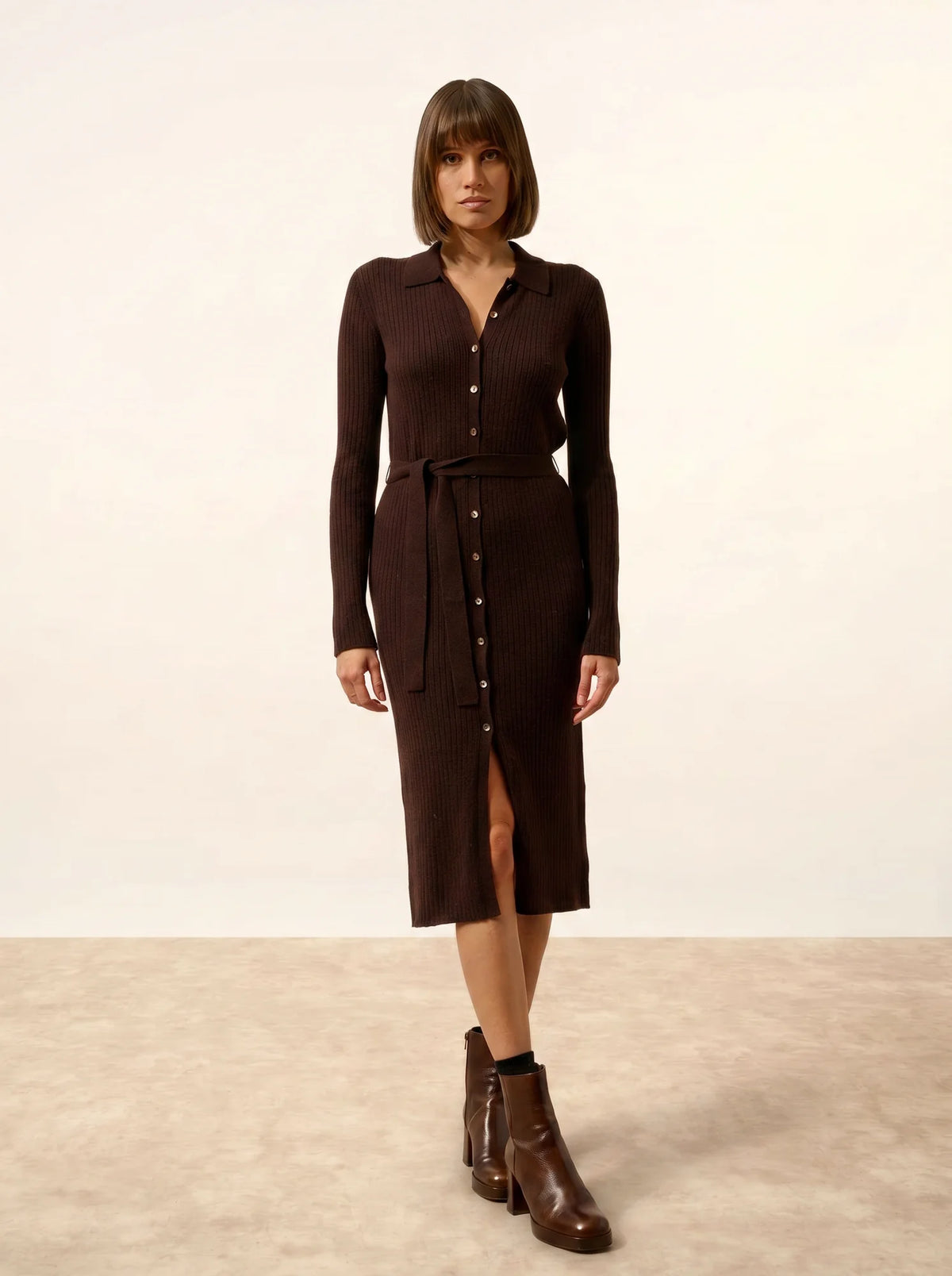DORY Robe Col Polo Choco