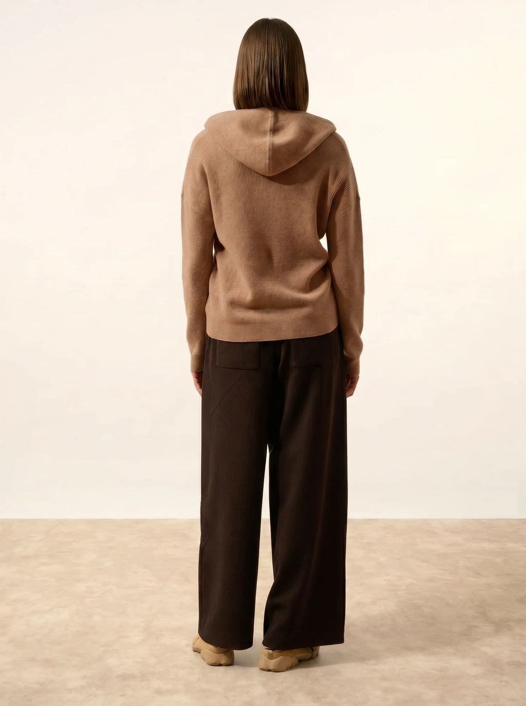 BEELE Pullover mit Kapuze Camel meliert
