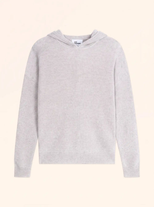 BEELE Pullover mit Kapuze Weiß meliert