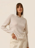 BEELE Pull Capuche Blanc Chiné