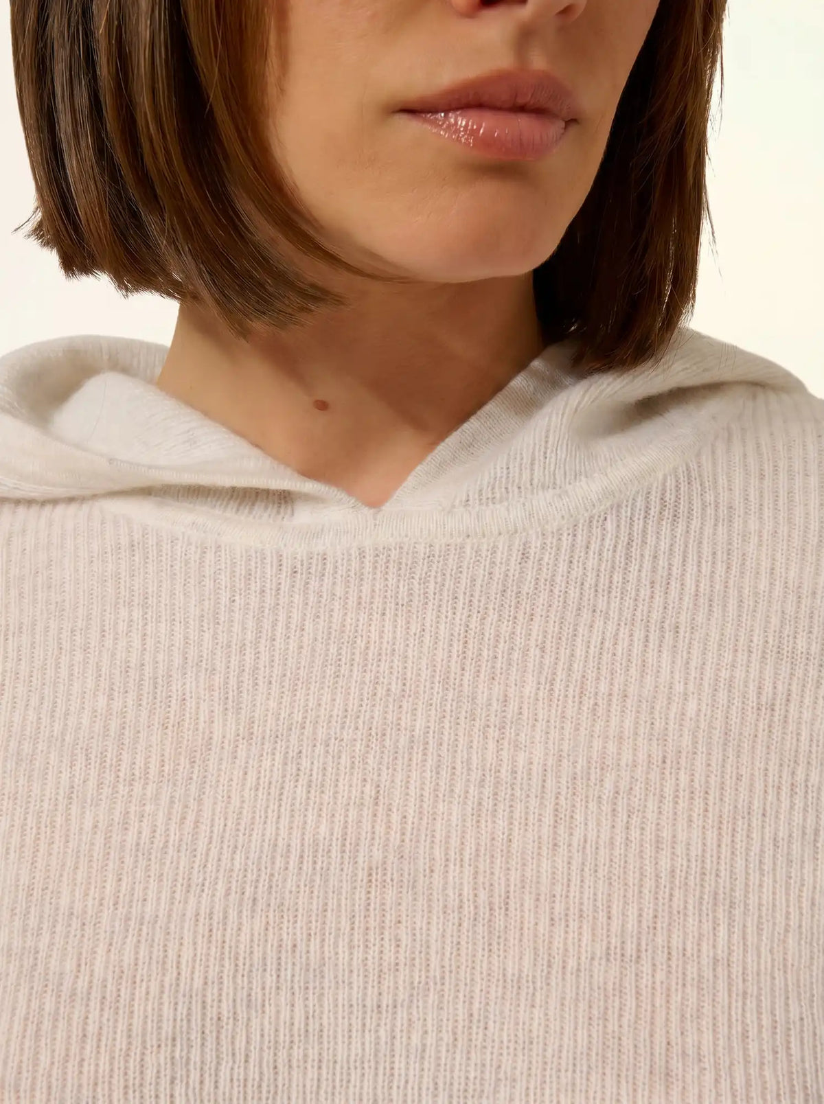 BEELE Pull Capuche Blanc Chiné