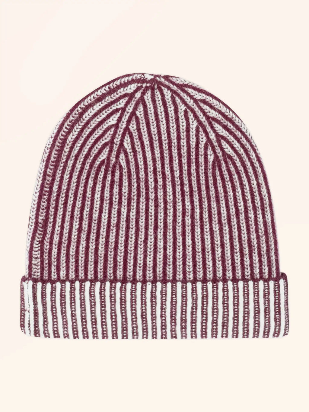 SLOANNE Beanie 4 Ply Burgundy and Ivory