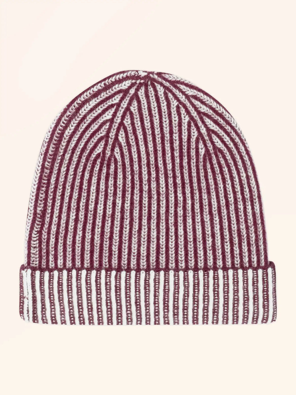 SLOANNE Beanie 4 Ply Burgundy and Ivory