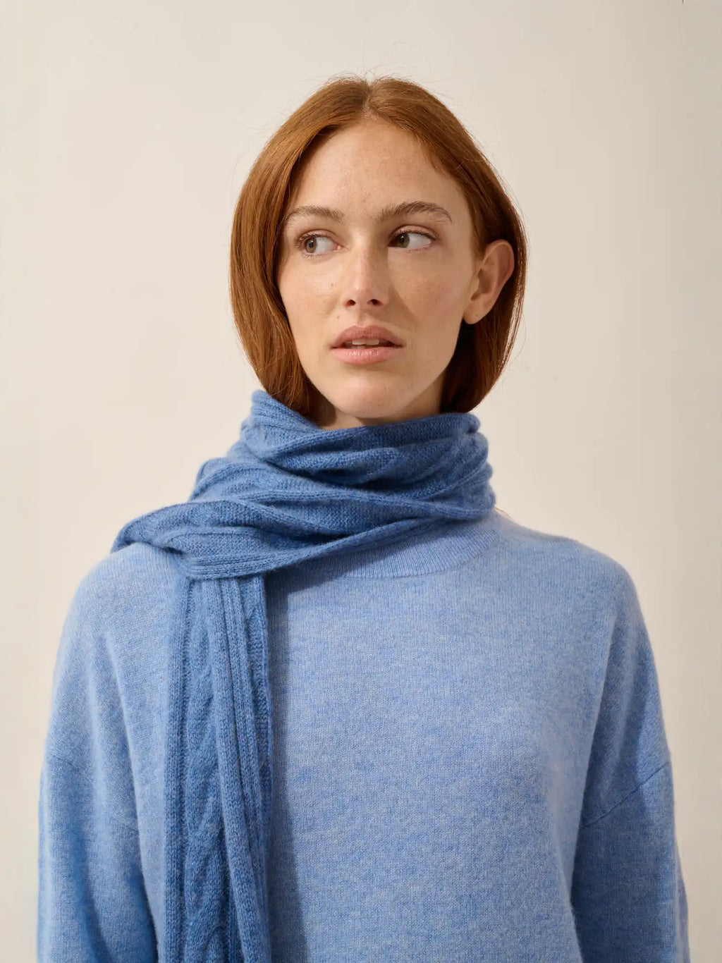 AELITH Écharpe 4 Fils Bleu Denim