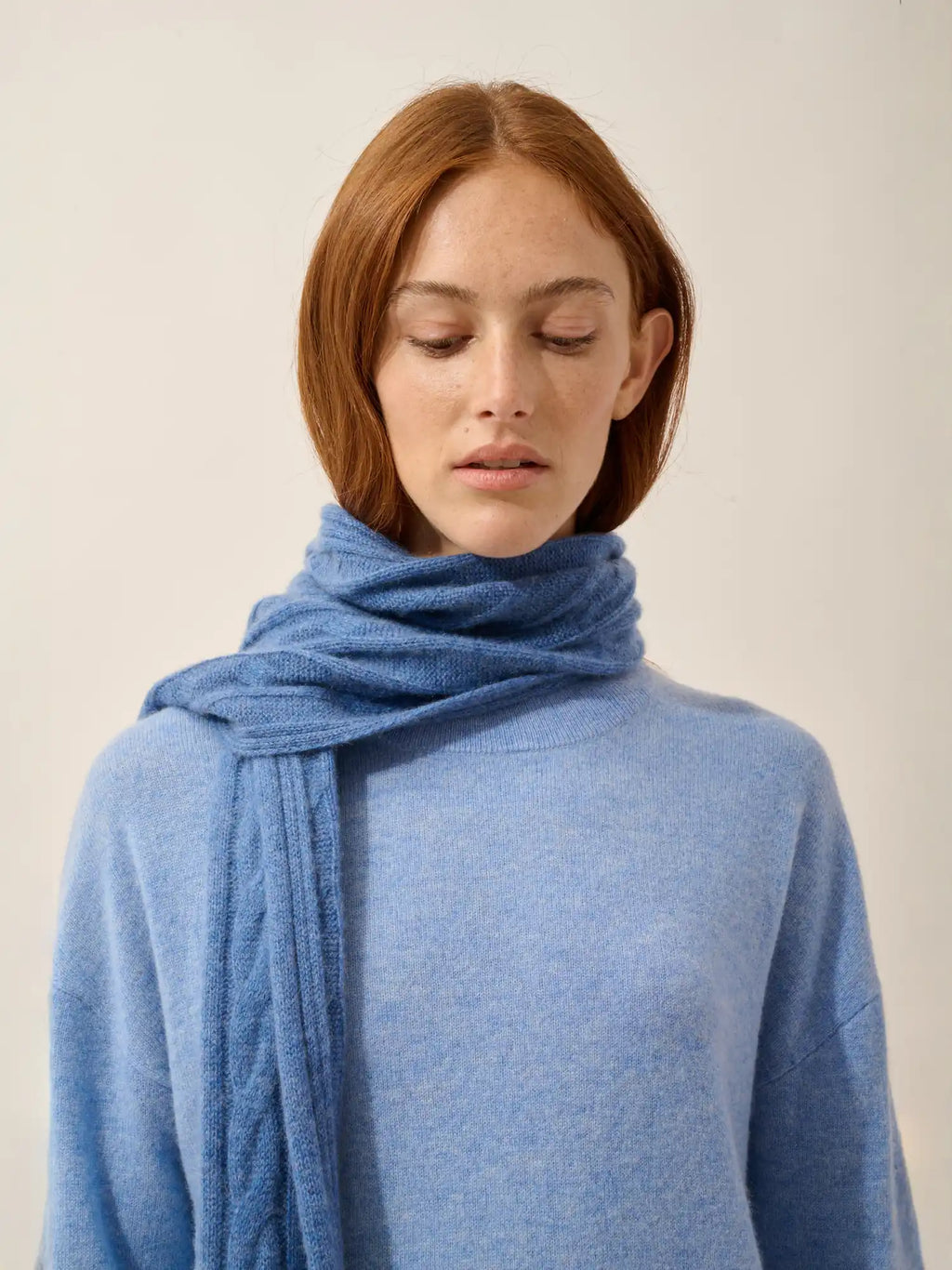 AELITH Écharpe 4 Fils Bleu Denim