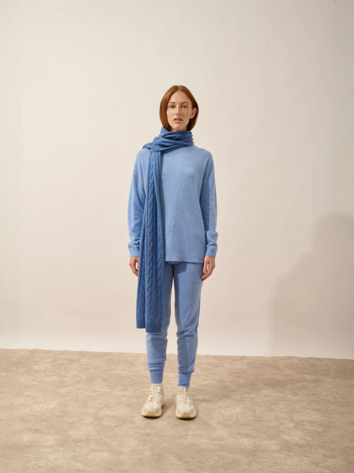 AELITH Écharpe 4 Fils Bleu Denim